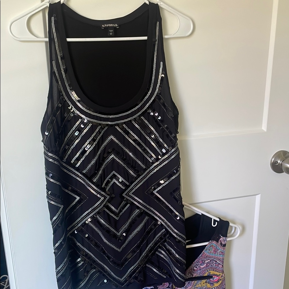 3 tops!!! Express Black Sequin Beaded Tank Top.